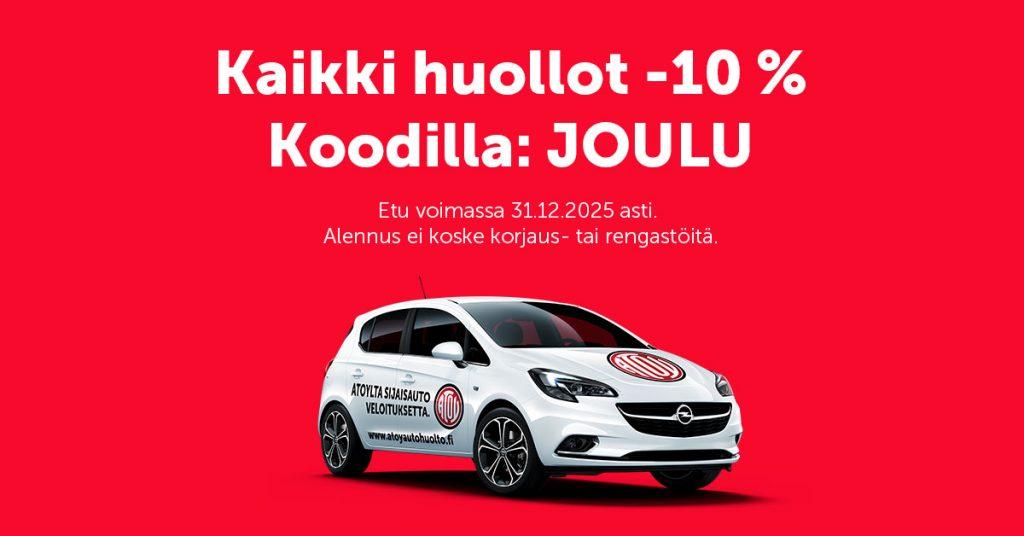 Kaikki huollot –10 % koodilla JOULU