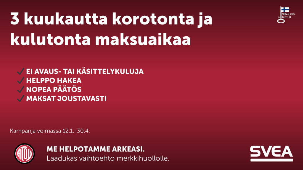 3 kuukautta korotonta ja kulutonta maksuaikaa