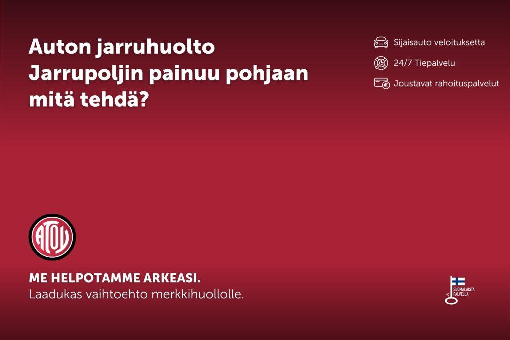 Auton jarrupoljin painuu pohjaan